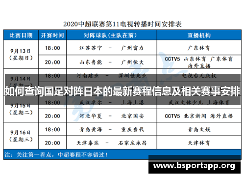 如何查询国足对阵日本的最新赛程信息及相关赛事安排
